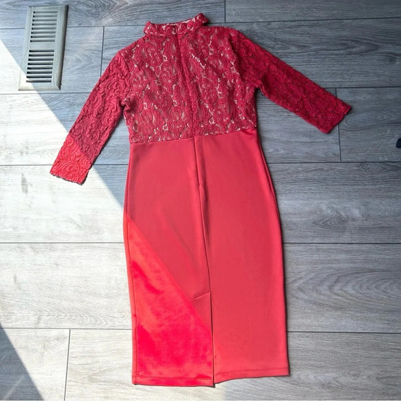 Another Story Red  Lace Choker Neck Evening Dress - Picture 11 of 16